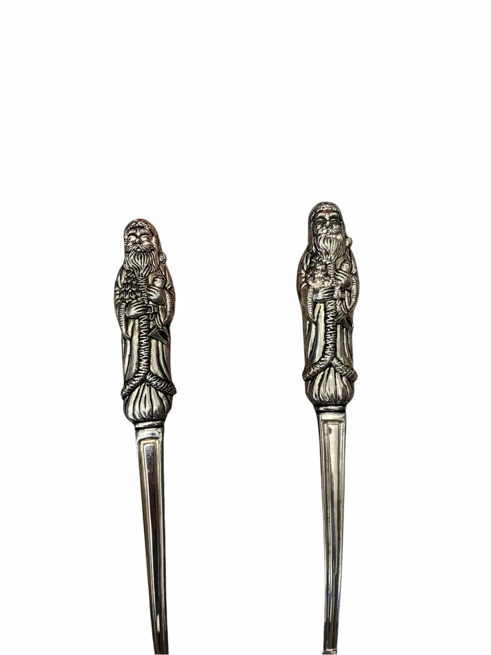 Godinger Silver Plated Santa Claus Figural Salad Serving Spoon and Fork Set